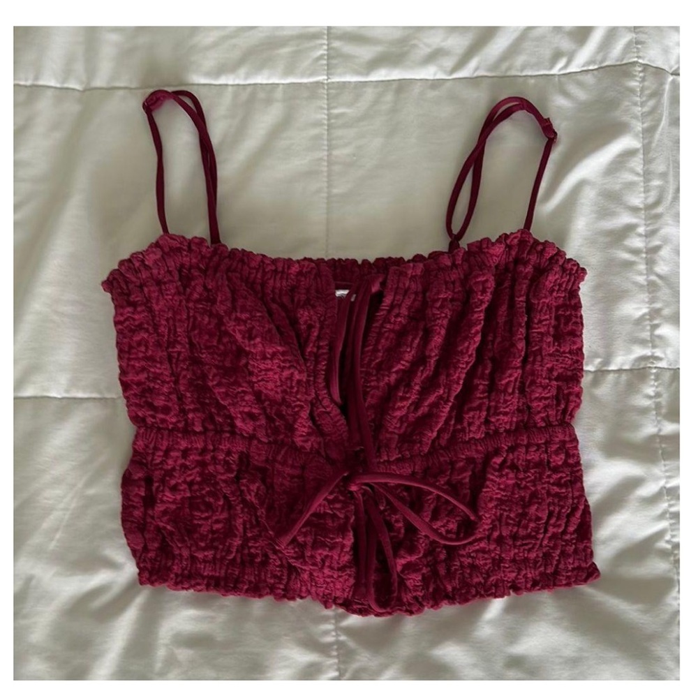 garage tie front crop top
